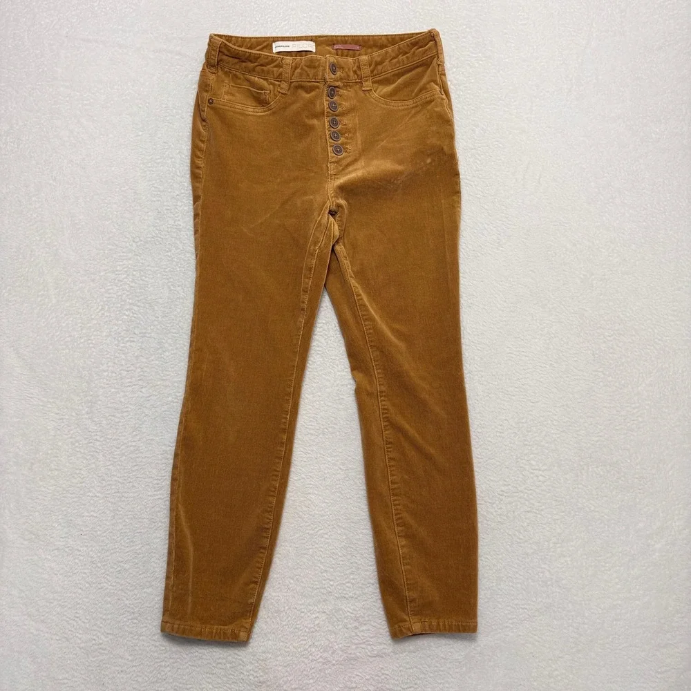 Anthropologie Pilcro High Rise Skinny Corduroy Pants Brown Button Fly Size 29